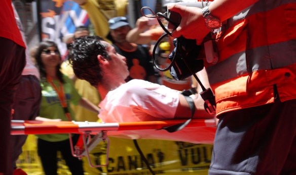 Kilian exhausted at the finish