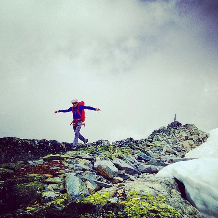 Pic by Kos from the summer. I did my first walk run (all uphill) this week - 4*30sec run many minutes walking between them. I have also done some easy routes in the climbing gym. I am far from light footed, as I appear to be in this image, but it's all progress - beyond stoked!