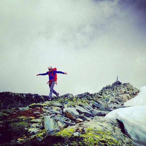 Pic by Kos from the summer. I did my first walk run (all uphill) this week - 4*30sec run many minutes walking between them. I have also done some easy routes in the climbing gym. I am far from light footed, as I appear to be in this image, but it's all progress - beyond stoked!